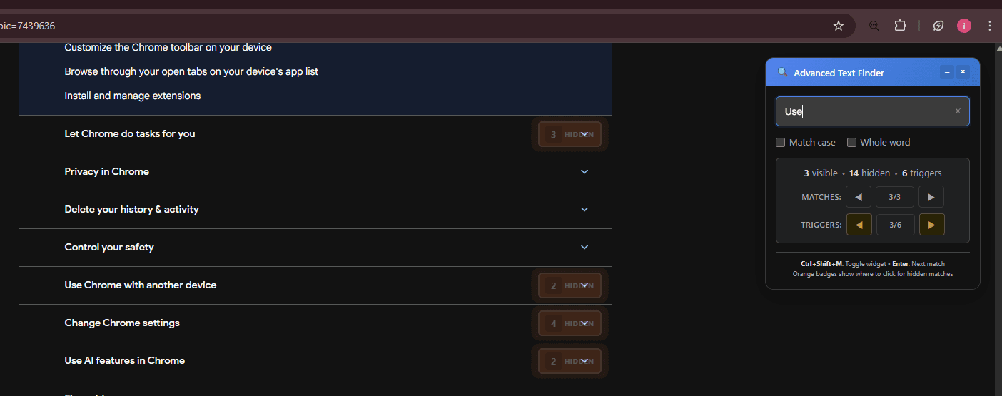 Advanced Text Finder - Chrome Extension